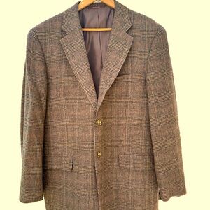 Classic Brown Plaid Men's Blazer